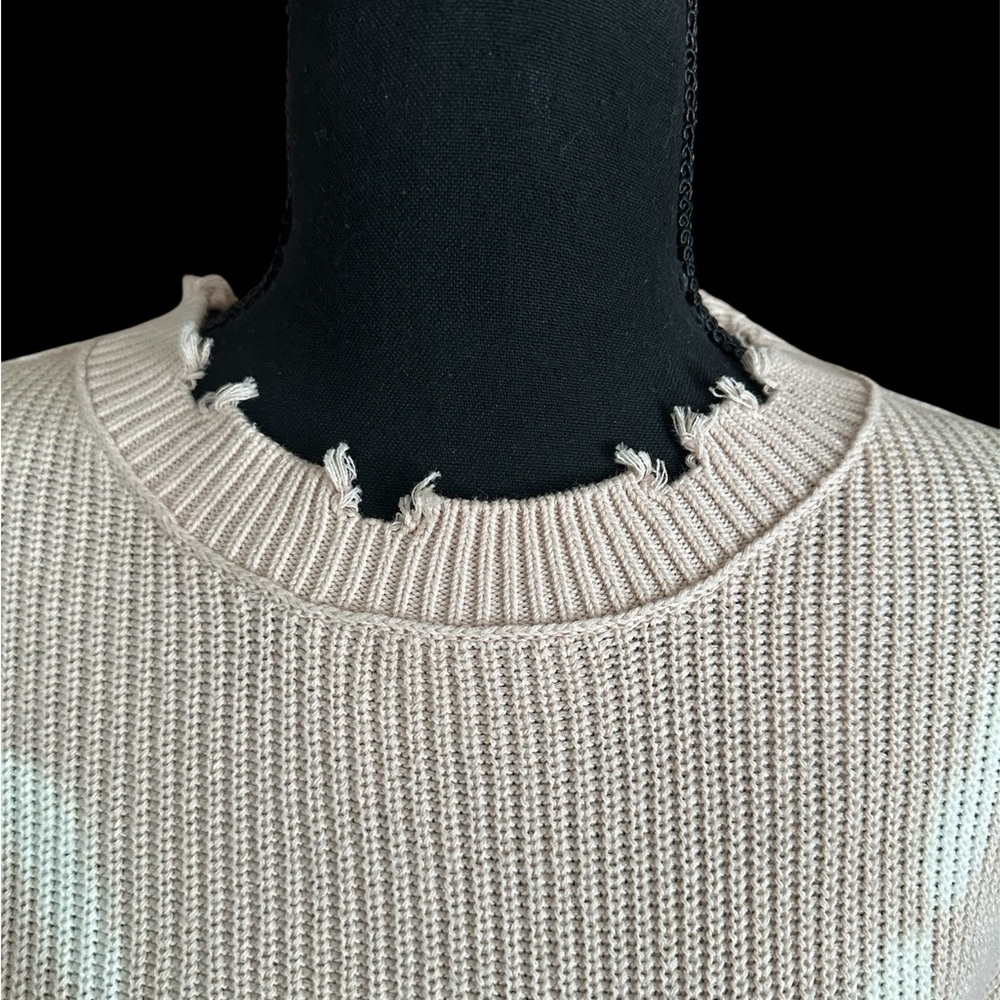 Pistola Darya distressed ribbed cream cotton sweater Women’s Size M *Oversized* - Picture 3 of 8